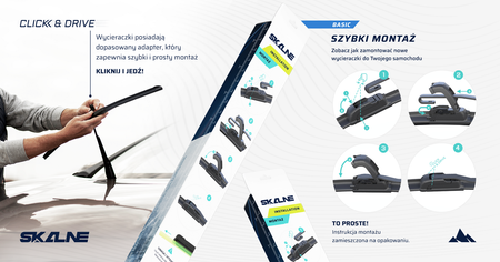 Wycieraczki Skalne Basic Przód do Saab 9-3 I Cabrio (03.1998-08.2003)